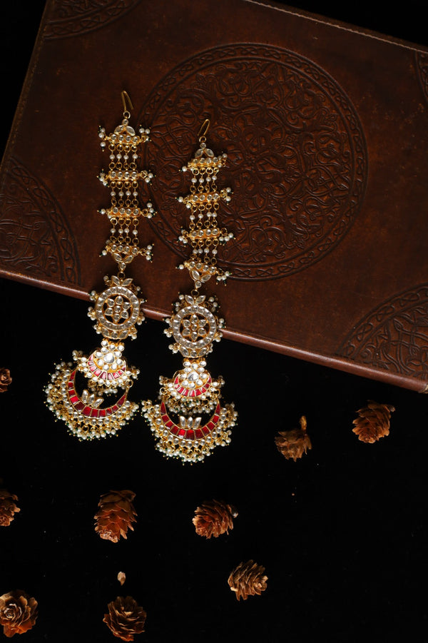 SJE1080- Multi Colour Gold Plated Jadau Kundan Dangler Earrings