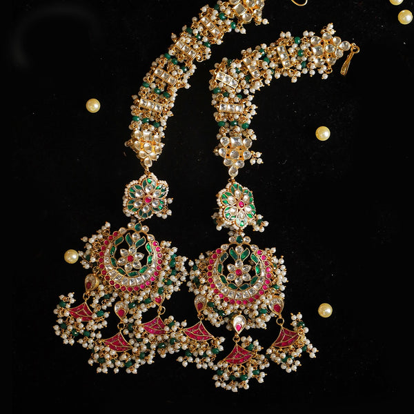 SJE1059- Multi Colour Gold Plated Jadau kundan Dangler Earrings