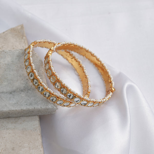 Zayan Gold Plated Kundan Bangles