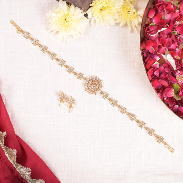 SJN1149- White Colour Gold Plated Jadau Kundan Choker with Earrings