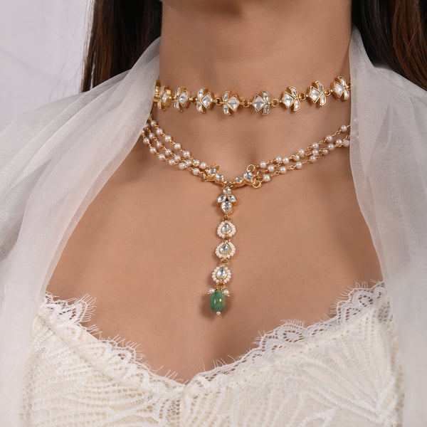 Irisha Kundan Choker Pandent Layered Set