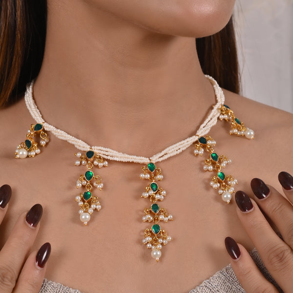 Shivaniya Green Kundan Neklace