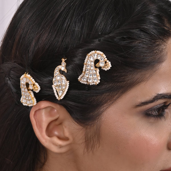 Nish Kundan Barrettes Hair Pins