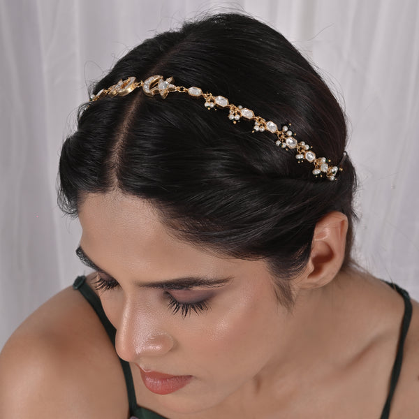 DyedGypsophilla Jadau Kundan Headband