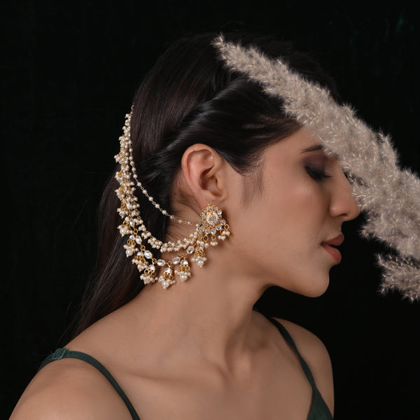 Tejal Kundan Studs with Kaanchain