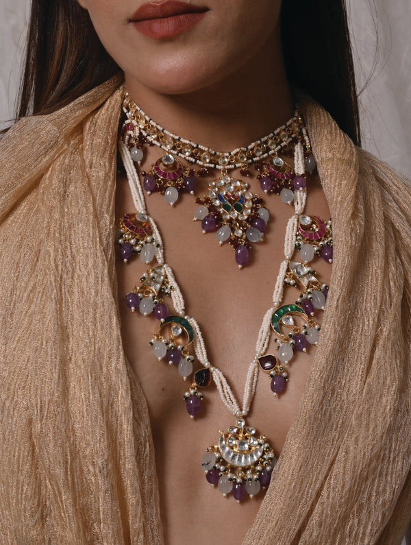 Vish Kundan Choker Pandent Layered Set