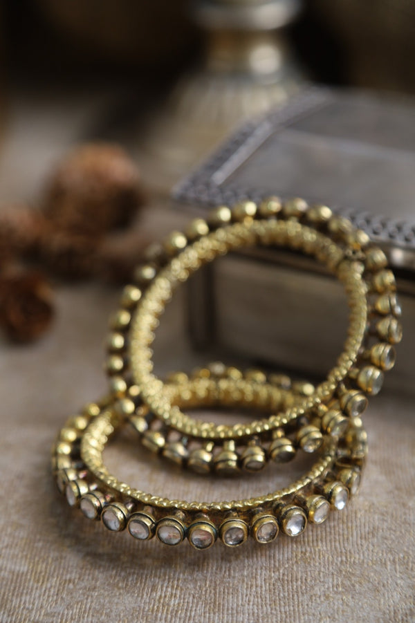 SJB1021- White Colour Gold Plated Jadau Kundan Bangle