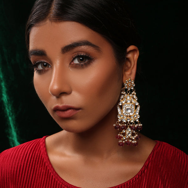 Vihank Kundan Peacock Earrings