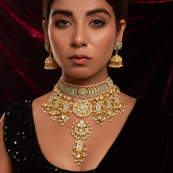 Banni Mint Kundan Necklace Set