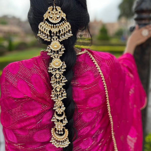 Evelyn Gold Plated Kundan Hair Accessories/ Braid