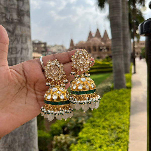 Tarush Kundan Green Jhumkas