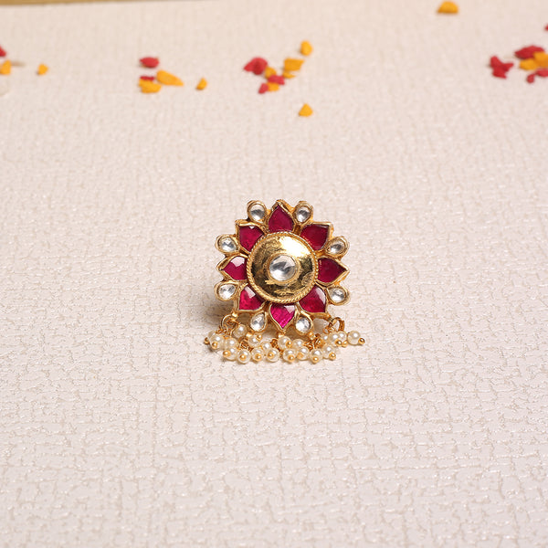 Avik Pink Suraj Kundan Ring