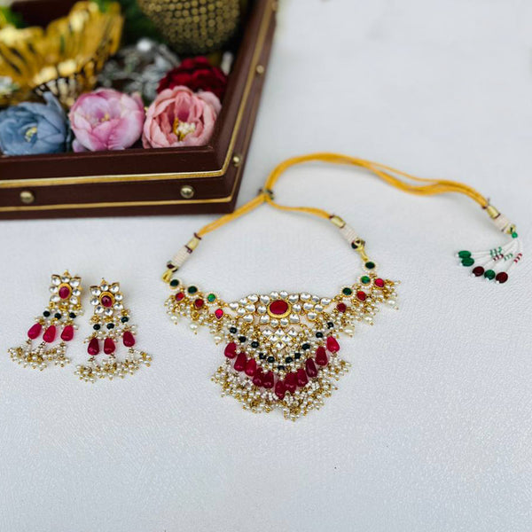 Piyu Trikon Ruby Choker Set