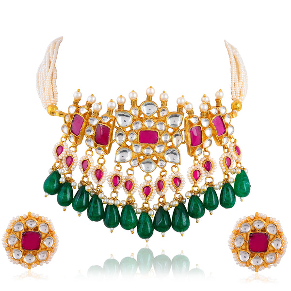 Ekansh Kundan Pink Choker Set