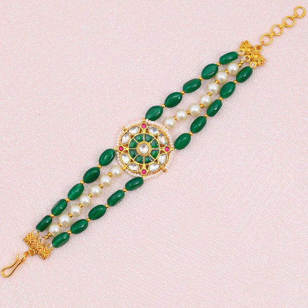 Pallav Green Kundan Bracelet