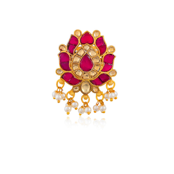 Nikit Kamal Kundan Pink Ring