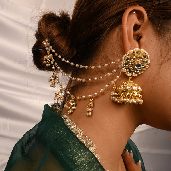 Daksh Kundan Jhumki Head Chain