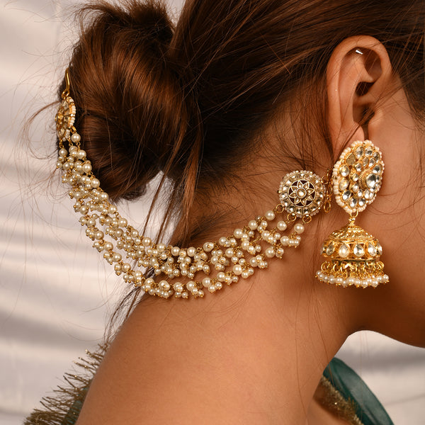 Harshil White Kundan Head Chain