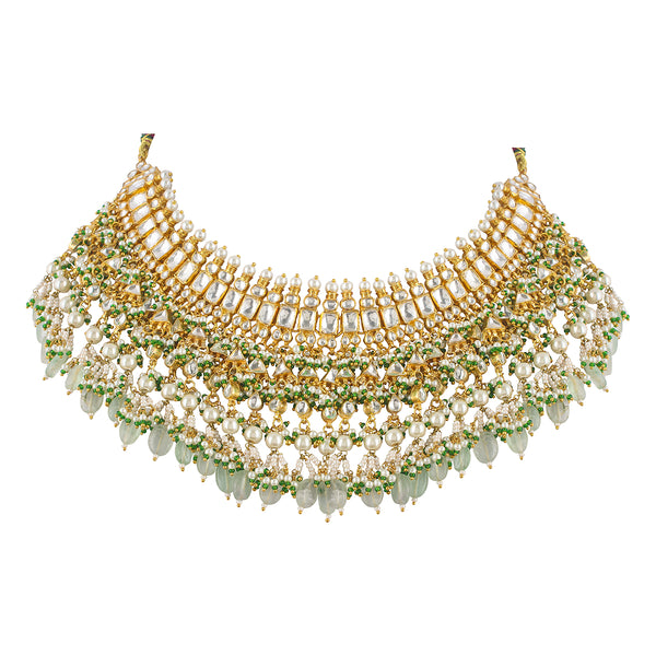 Aarohi Jadau Kundan Mint Necklace Set