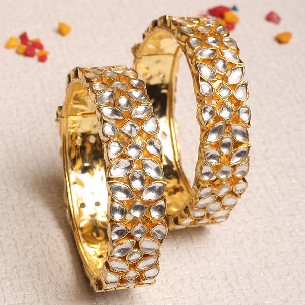 Cassandan Gold Plated Kundan Bangles