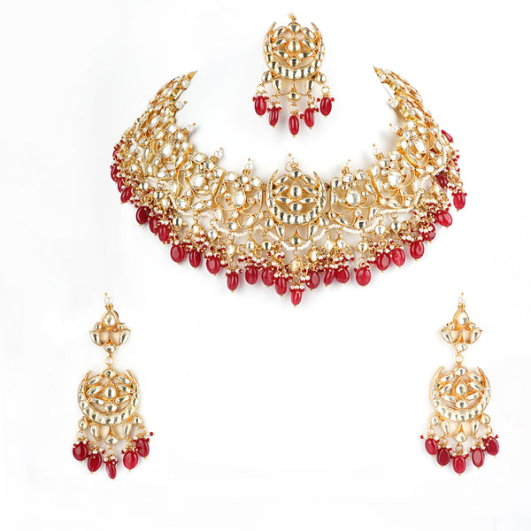 Manayi Red Necklace Set with Tika