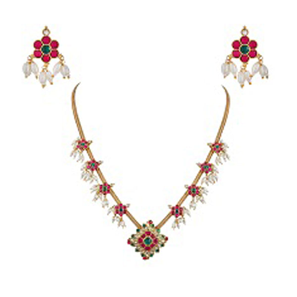 Charlotte Pusp Multi Kundan Long Necklace With Earrings