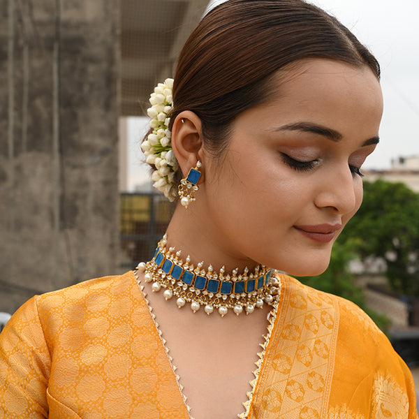 Suyasha Blue Kundan Choker Set